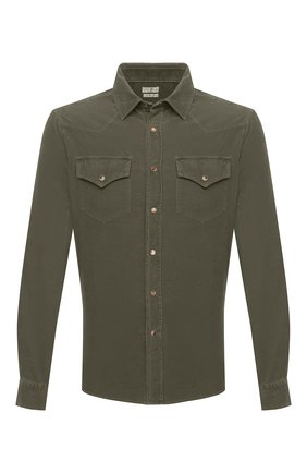 Мужская хлопковая рубашка BRUNELLO CUCINELLI хаки цвета по цене 55600 руб., арт. ML6884078 | Фото 1 Мужская хлопковая рубашка BRUNELLO CUCINELLI хаки цвета, арт. ML6884078 | Фото 1