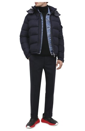 Мужская пуховая куртка montgenevre MONCLER темно-синего цвета, арт. F2-091-1A537-00-54272 | Фото 2 (Длина (верхняя одежда): Короткие; Рукава: Длинные; Материал внешний: Шерсть; Материал подклада: Синтетический материал; Мужское Кросс-КТ: Пуховик-верхняя одежда, Верхняя одежда, пуховик-короткий; Стили: Кэжуэл; Кросс-КТ: Пуховик, Куртка; Материал утеплителя: Пух и перо)