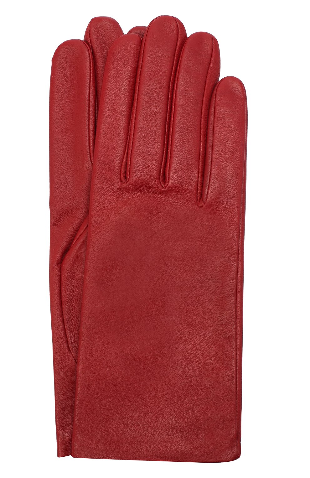 Женские кожаные перчатки с подкладкой из шелка AGNELLE красного цвета, арт. KATE/S | Фото 1 (Материал: Натуральная кожа)