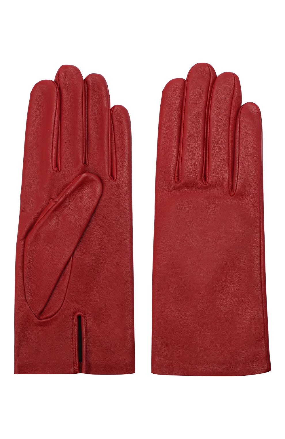Женские кожаные перчатки с подкладкой из шелка AGNELLE красного цвета, арт. KATE/S | Фото 2 (Материал: Натуральная кожа)