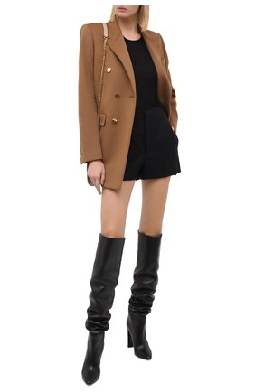 Женские шерстяные шорты SAINT LAURENT черного цвета по цене 66250 руб., арт. 633791/Y221W | Фото 2 Женские шерстяные шорты SAINT LAURENT черного цвета, арт. 633791/Y221W | Фото 2 (Длина Ж (юбки, платья, шорты): Мини; Материал внешний: Шерсть; Женское Кросс-КТ: Шорты-одежда; Стили: Кэжуэл, Классический, Минимализм)