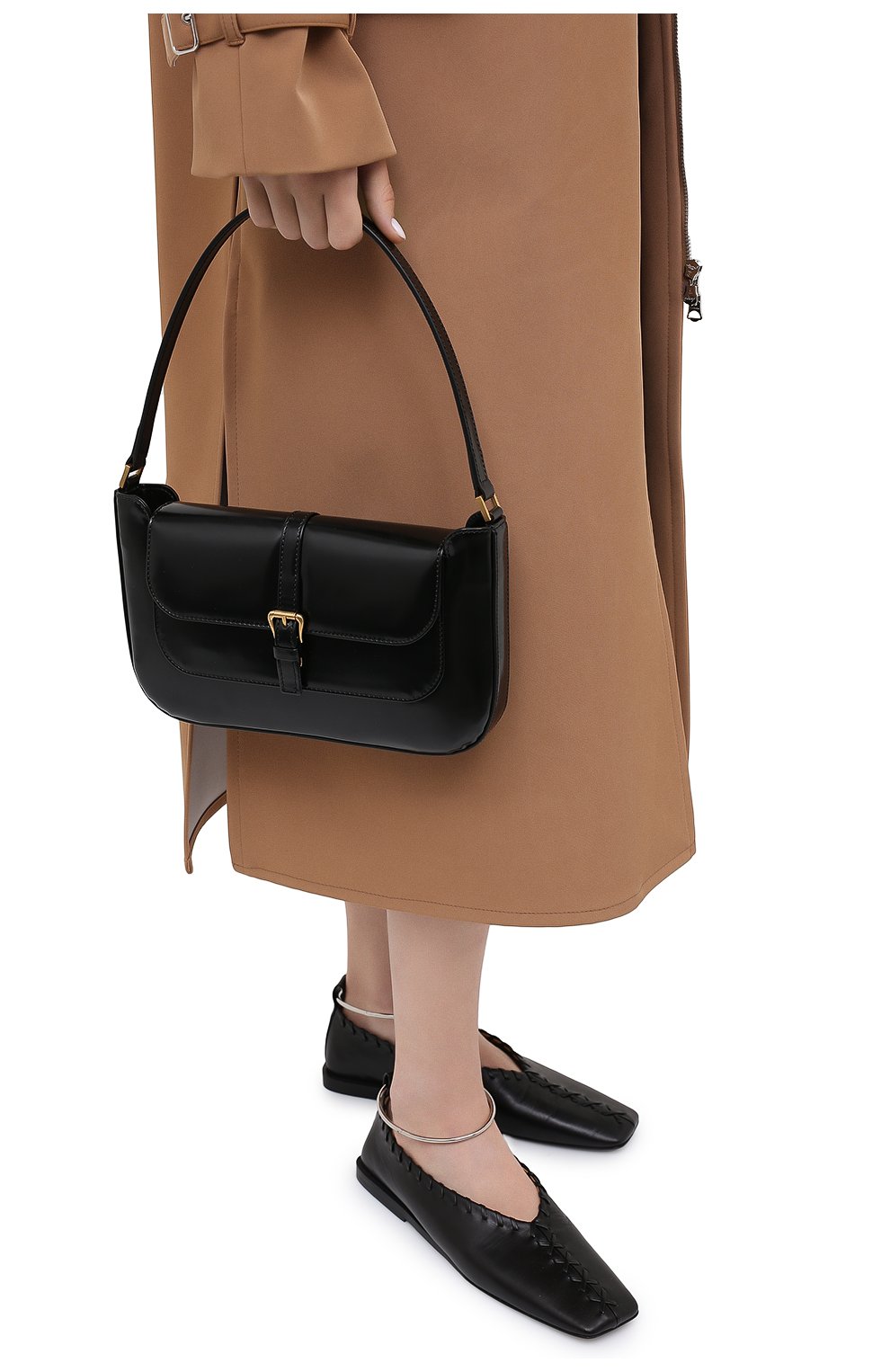 Женская сумка miranda BY FAR черного цвета, арт. 19PFMDASBLWMED | Фото 2 (Сумки-технические: Сумки top-handle; Размер: medium; Материал: Натуральная кожа)