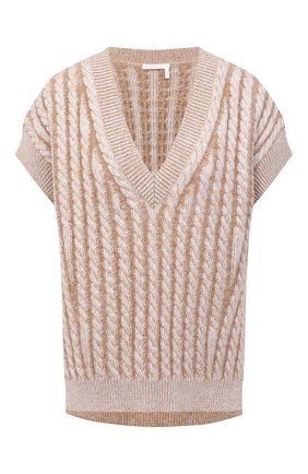 Женский шерстяной жилет CHLOÉ бежевого цвета по цене 72300 руб., арт. CHC20AMP52590 | Фото 1 Женский шерстяной жилет CHLOÉ бежевого цвета, арт. CHC20AMP52590 | Фото 1