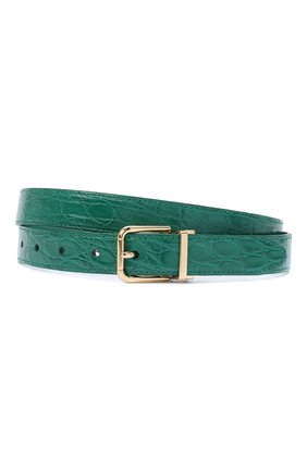 Женский ремень из кожи каймана DOLCE & GABBANA зеленого цвета по цене 66100 руб., арт. BE1351/A2V84/CYAC | Фото 1 Женский ремень из кожи каймана DOLCE & GABBANA зеленого цвета, арт. BE1351/A2V84/CYAC | Фото 1 (Материал: Экзотическая кожа, Кожа)