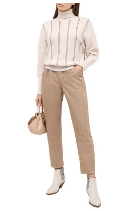 Женские джинсы BRUNELLO CUCINELLI золотого цвета по цене 105000 руб., арт. MA176P5597 | Фото 2 Женские джинсы BRUNELLO CUCINELLI золотого цвета, арт. MA176P5597 | Фото 2 (Материал внешний: Хлопок, Деним; Длина (брюки, джинсы): Стандартные; Кросс-КТ: Деним; Силуэт Ж (брюки и джинсы): Бойфренды; Стили: Кэжуэл)