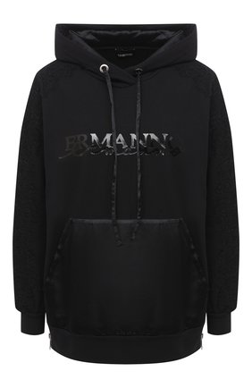 Женский хлопковое худи ERMANNO ERMANNO SCERVINO черного цвета по цене 43800 руб., арт. 47T FL13 FEL | Фото 1 Женский хлопковое худи ERMANNO ERMANNO SCERVINO черного цвета, арт. 47T FL13 FEL | Фото 1