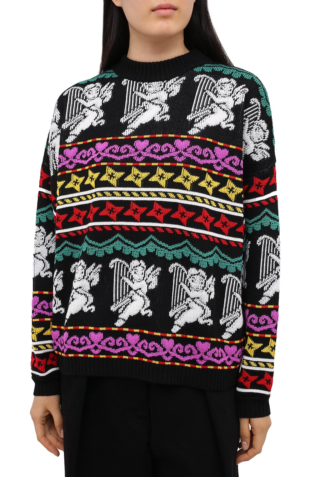 Женский свитер MSGM разноцветного цвета, арт. 2941MDM140 207764 | Фото 3 (Женское Кросс-КТ: Свитер-одежда; Материал внешний: Шерсть, Синтетический материал; Рукава: Длинные; Длина (для топов): Стандартные)
