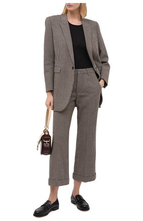 Женские шерстяные брюки SAINT LAURENT серого цвета по цене 96050 руб., арт. 635947/Y5B64 | Фото 2 Женские шерстяные брюки SAINT LAURENT серого цвета, арт. 635947/Y5B64 | Фото 2 (Материал подклада: Шелк; Материал внешний: Шерсть; Женское Кросс-КТ: Брюки-одежда; Силуэт Ж (брюки и джинсы): Широкие; Стили: Кэжуэл; Длина (брюки, джинсы): Укороченные)