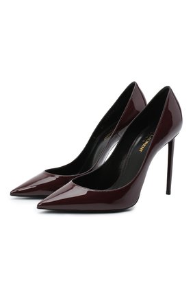 Женская кожаные туфли zoe SAINT LAURENT бордового цвета по цене 48200 руб., арт. 529733/1TV00 | Фото 1 Женская кожаные туфли zoe SAINT LAURENT бордового цвета, арт. 529733/1TV00 | Фото 1