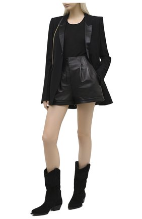 Женские замшевые сапоги lukas SAINT LAURENT черного цвета по цене 86800 руб., арт. 630111/1NZ00 | Фото 2 Женские замшевые сапоги lukas SAINT LAURENT черного цвета, арт. 630111/1NZ00 | Фото 2 (Высота голенища: Средние; Материал внутренний: Натуральная кожа; Каблук тип: Устойчивый; Каблук высота: Низкий; Материал внешний: Замша; Женское Кросс-КТ: Казаки-сапоги; Подошва: Плоская)