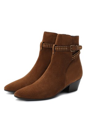 Женские замшевые ботинки west SAINT LAURENT коричневого цвета по цене 95750 руб., арт. 630419/1NZTT | Фото 1 Женские замшевые ботинки west SAINT LAURENT коричневого цвета, арт. 630419/1NZTT | Фото 1