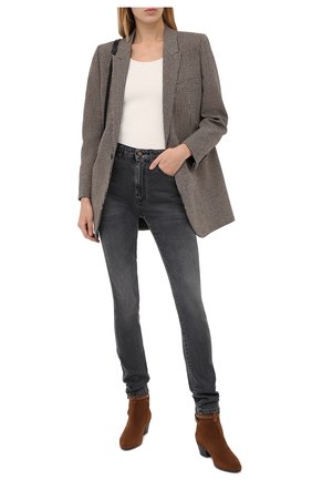 Женские замшевые ботинки west SAINT LAURENT коричневого цвета по цене 95750 руб., арт. 630419/1NZTT | Фото 2 Женские замшевые ботинки west SAINT LAURENT коричневого цвета, арт. 630419/1NZTT | Фото 2