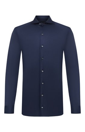 Мужская хлопковая рубашка VAN LAACK синего цвета, арт. M-PER-LSF/180031 | Фото 1 (Манжеты: На пуговицах; Рукава: Длинные; Воротник: Акула; Случай: Повседневный; Длина (для топов): Стандартные; Материал внешний: Хлопок; Принт: Однотонные; Мужское Кросс-КТ: Рубашка-одежда; Стили: Кэжуэл)