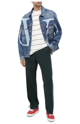 Мужские хлопковые брюки KENZO темно-зеленого цвета, арт. FA65PA2551TA | Фото 2 (Материал внешний: Хлопок; Длина (брюки, джинсы): Стандартные; Случай: Повседневный; Стили: Кэжуэл)