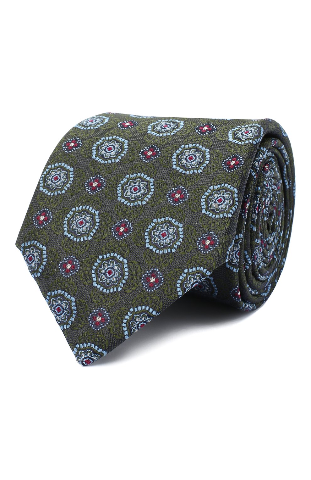 Мужской шелковый галстук CANALI зеленого цвета, арт. 18/HJ02864 | Фото 1 (Принт: С принтом; Материал: Текстиль, Шелк)