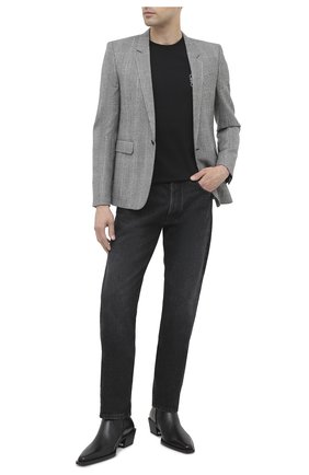 Мужской шерстяной пиджак SAINT LAURENT серого цвета по цене 209500 руб., арт. 600331/Y1B54 | Фото 2 Мужской шерстяной пиджак SAINT LAURENT серого цвета, арт. 600331/Y1B54 | Фото 2 (Материал подклада: Шелк; Материал внешний: Шерсть; Рукава: Длинные; Длина (для топов): Стандартные; Случай: Повседневный; Пиджаки М: Прямой; 1-2-бортные: Однобортные; Стили: Кэжуэл)