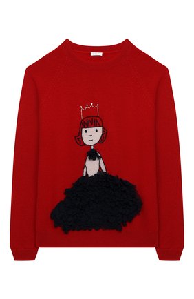 Детский шерстяной пуловер IL GUFO красного цвета, арт. A20MA335EM220/10A-12A | Фото 1 (Рукава: Длинные; Материал внешний: Шерсть; Девочки Кросс-КТ: Пуловер-одежда)