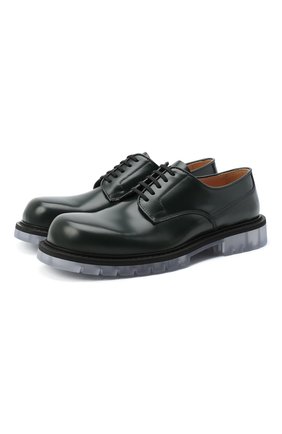 Мужские кожаные дерби BOTTEGA VENETA темно-зеленого цвета по цене 95400 руб., арт. 631313/VBS30 | Фото 1 Мужские кожаные дерби BOTTEGA VENETA темно-зеленого цвета, арт. 631313/VBS30 | Фото 1 (Материал внутренний: Натуральная кожа; Стили: Классический; Материал внешний: Кожа; Региональные ограничения белый список (Axapta Mercury): RU; Длина стельки: 27,8, 28,5; ширина носка стельки: 9,5; толщина подошвы: 2,2; высота каблука: 3,7)