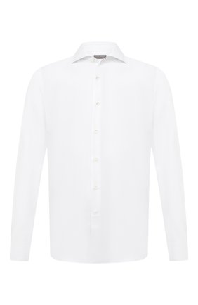 Мужская хлопковая сорочка CANALI белого цвета по цене 26250 руб., арт. X58/GD01870 | Фото 1 Мужская хлопковая сорочка CANALI белого цвета, арт. X58/GD01870 | Фото 1 (Материал внешний: Хлопок; Длина (для топов): Стандартные; Рукава: Длинные; Случай: Формальный; Стили: Классический; Принт: Однотонные; Воротник: Акула; Мужское Кросс-КТ: Сорочка-одежда; Манжеты: На пуговицах)