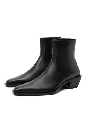 Мужские кожаные казаки BALENCIAGA черного цвета, арт. 624427/WA72D | Фото 1 (Каблук высота: Высокий; Материал внешний: Кожа; Длина стельки: 31; Материал внутренний: Натуральная кожа; Материал утеплителя: Без утеплителя; Мужское Кросс-КТ: Казаки-обувь, Сапоги-обувь; Подошва: Плоская)
