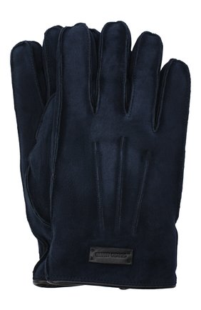 Мужские замшевые перчатки GIORGIO ARMANI темно-синего цвета, арт. 744149/0A209 | Фото 1 (Мужское Кросс-КТ: Кожа и замша; Материал: Замша, Натуральная кожа)