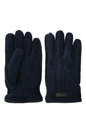 Мужские замшевые перчатки GIORGIO ARMANI темно-синего цвета, арт. 744149/0A209 | Фото 2 (Мужское Кросс-КТ: Кожа и замша; Материал: Замша, Натуральная кожа)