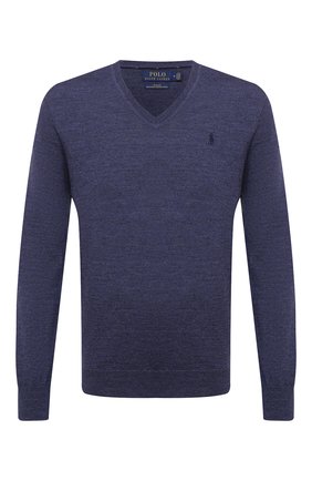 Мужской шерстяной пуловер POLO RALPH LAUREN синего цвета по цене 14400 руб., арт. 710714347 | Фото 1 Мужской шерстяной пуловер POLO RALPH LAUREN синего цвета, арт. 710714347 | Фото 1