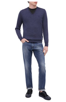 Мужской шерстяной пуловер POLO RALPH LAUREN синего цвета по цене 14400 руб., арт. 710714347 | Фото 2 Мужской шерстяной пуловер POLO RALPH LAUREN синего цвета, арт. 710714347 | Фото 2