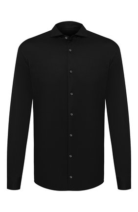 Мужская хлопковая рубашка VAN LAACK черного цвета, арт. M-PER-L/180031 | Фото 1 (Рукава: Длинные; Материал внешний: Хлопок; Длина (для топов): Стандартные; Случай: Повседневный; Стили: Кэжуэл; Мужское Кросс-КТ: Рубашка-одежда; Воротник: Акула; Принт: Однотонные; Манжеты: На пуговицах)