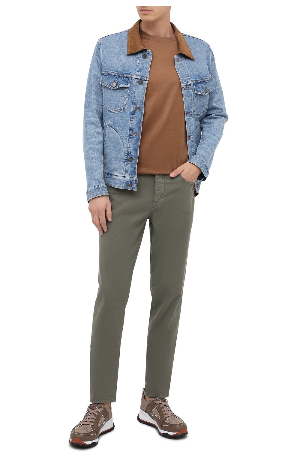 Мужская джинсовая куртка BRIONI голубого цвета, арт. SLRD0L/09D05 | Фото 2 (Кросс-КТ: Куртка, Деним; Рукава: Длинные; Региональные ограничения белый список (Axapta Mercury): RU; Материал внешний: Хлопок, Деним; Мужское Кросс-КТ: Верхняя одежда; Длина (верхняя одежда): Короткие; Стили: Кэжуэл)