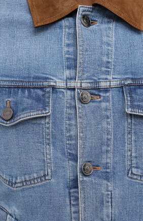 Мужская джинсовая куртка BRIONI голубого цвета, арт. SLRD0L/09D05 | Фото 6 (Кросс-КТ: Куртка, Деним; Рукава: Длинные; Региональные ограничения белый список (Axapta Mercury): RU; Материал внешний: Хлопок, Деним; Мужское Кросс-КТ: Верхняя одежда; Длина (верхняя одежда): Короткие; Стили: Кэжуэл)