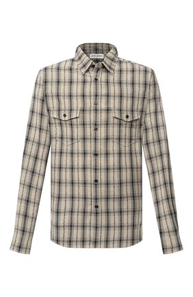 Мужская рубашка из вискозы SAINT LAURENT бежевого цвета по цене 52850 руб., арт. 604792/Y00SA | Фото 1 Мужская рубашка из вискозы SAINT LAURENT бежевого цвета, арт. 604792/Y00SA | Фото 1 (Материал внешний: Вискоза; Рукава: Длинные; Длина (для топов): Стандартные; Стили: Кэжуэл, Бохо; Случай: Повседневный; Принт: Клетка; Мужское Кросс-КТ: Рубашка-одежда; Манжеты: На пуговицах; Воротник: Кент)