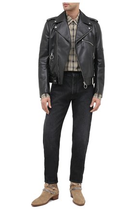 Мужская рубашка из вискозы SAINT LAURENT бежевого цвета по цене 52850 руб., арт. 604792/Y00SA | Фото 2 Мужская рубашка из вискозы SAINT LAURENT бежевого цвета, арт. 604792/Y00SA | Фото 2 (Материал внешний: Вискоза; Рукава: Длинные; Длина (для топов): Стандартные; Стили: Кэжуэл, Бохо; Случай: Повседневный; Принт: Клетка; Мужское Кросс-КТ: Рубашка-одежда; Манжеты: На пуговицах; Воротник: Кент)