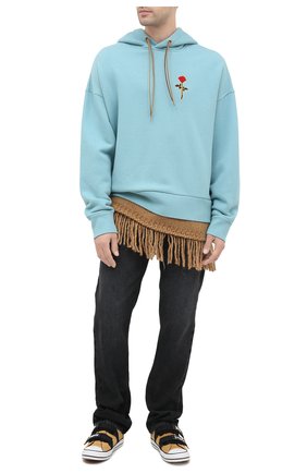 Мужской хлопковое худи PALM ANGELS бирюзового цвета по цене 86200 руб., арт. PMBB087E20FLE0015025 | Фото 2 Мужской хлопковое худи PALM ANGELS бирюзового цвета, арт. PMBB087E20FLE0015025 | Фото 2