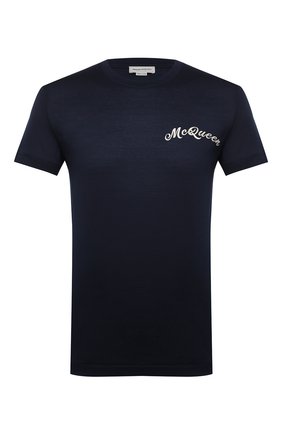 Мужская хлопковая футболка ALEXANDER MCQUEEN темно-синего цвета по цене 26150 руб., арт. 624180/QPX01 | Фото 1 Мужская хлопковая футболка ALEXANDER MCQUEEN темно-синего цвета, арт. 624180/QPX01 | Фото 1