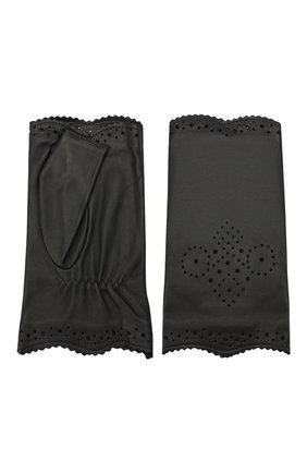 Женские кожаные митенки AGNELLE черного цвета по цене 7690 руб., арт. J0Y_MITAINE/S | Фото 2 Женские кожаные митенки AGNELLE черного цвета, арт. J0Y_MITAINE/S | Фото 2