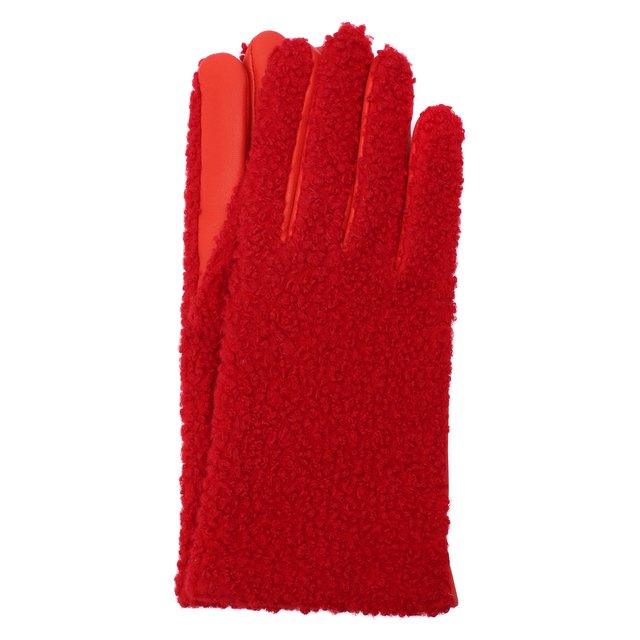 фото Кожаные перчатки с отделкой мехом agnelle