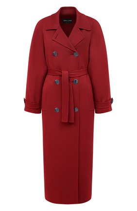 Женское кашемировое пальто GIORGIO ARMANI красного цвета, арт. 0WH0L04W/T00B2 | Фото 1 (Материал внешний: Шерсть, Кашемир; Рукава: Длинные; Длина (верхняя одежда): Длинные; 1-2-бортные: Двубортные)