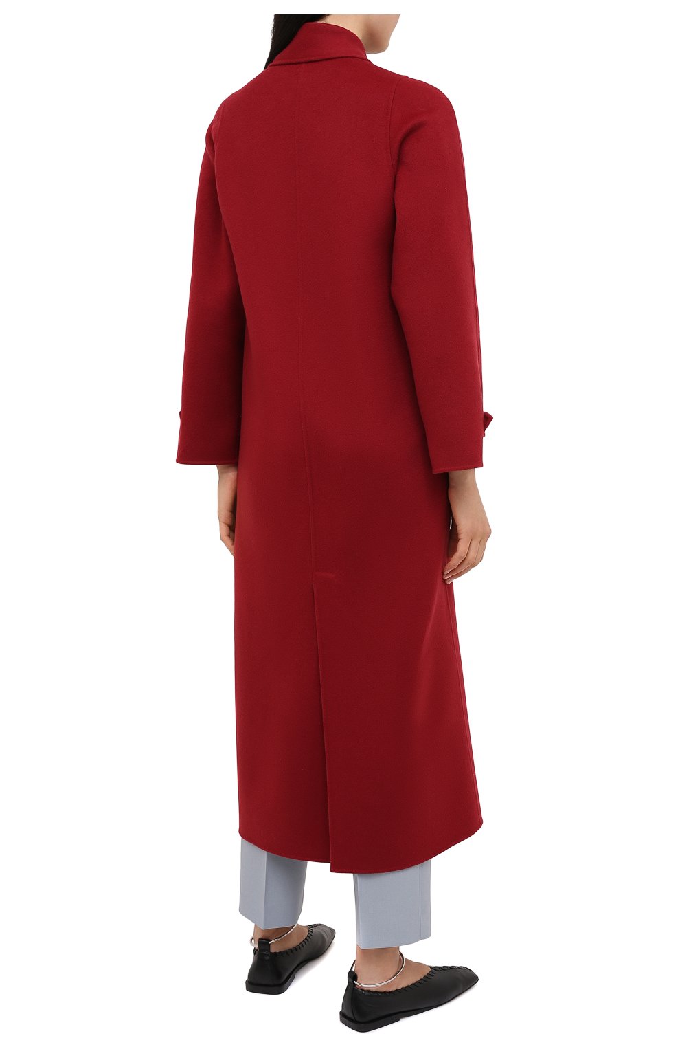 Женское кашемировое пальто GIORGIO ARMANI красного цвета, арт. 0WH0L04W/T00B2 | Фото 5 (Материал внешний: Шерсть, Кашемир; Рукава: Длинные; Длина (верхняя одежда): Длинные; 1-2-бортные: Двубортные)
