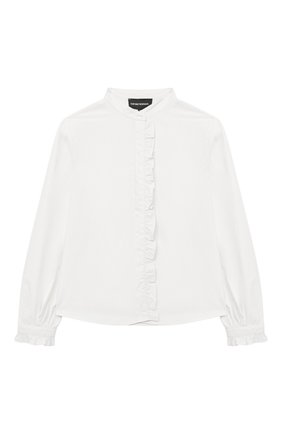 Детское хлопковая блузка EMPORIO ARMANI белого цвета по цене 11350 руб., арт. 6H3C01/3N3SZ | Фото 1 Детское хлопковая блузка EMPORIO ARMANI белого цвета, арт. 6H3C01/3N3SZ | Фото 1 (Материал внешний: Хлопок; Рукава: Длинные; Ростовка одежда: 10 - 11 лет | 140 - 146см, 13 - 15 лет | 158 см, 16 лет | 164 см, 4 года | 104 см, 5 лет | 110 см, 6 лет | 116 см, 7 лет | 122 см, 8 лет | 128 см, 9 лет | 134 см)