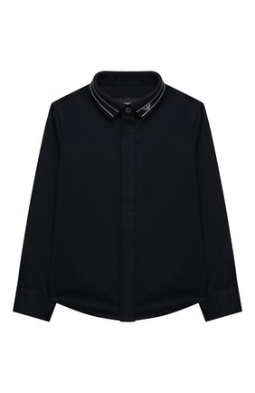 Детская хлопковая рубашка EMPORIO ARMANI синего цвета по цене 7995 руб., арт. 6H4CP8/1NXYZ | Фото 1 Детская хлопковая рубашка EMPORIO ARMANI синего цвета, арт. 6H4CP8/1NXYZ | Фото 1 (Материал внешний: Хлопок; Рукава: Длинные; Случай: Повседневный; Ростовка одежда: 10 - 11 лет | 140 - 146см, 13 - 15 лет | 158 см, 16 лет | 164 см, 4 года | 104 см, 5 лет | 110 см, 6 лет | 116 см, 7 лет | 122 см, 8 лет | 128 см, 9 лет | 134 см)