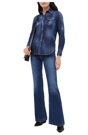 Женская джинсовая рубашка DSQUARED2 синего цвета, арт. S75DL0742/S30341 | Фото 2 (Материал внешний: Хлопок, Деним; Длина (для топов): Стандартные; Рукава: Длинные; Женское Кросс-КТ: Рубашка-одежда; Принт: Без принта; Стили: Спорт-шик; Кросс-КТ: Деним)