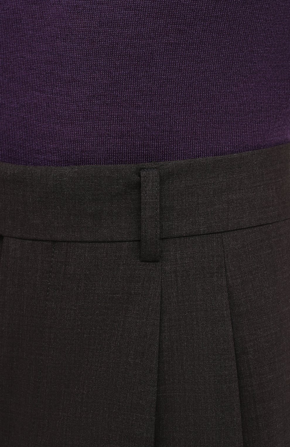 Мужские шерстяные брюки GIORGIO ARMANI темно-коричневого цвета, арт. 0SGPP0BF/T01Y5 | Фото 6 (Материал внешний: Шерсть; Длина (брюки, джинсы): Стандартные; Стили: Классический; Материал подклада: Синтетический материал; Случай: Формальный)
