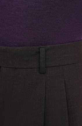 Мужские шерстяные брюки GIORGIO ARMANI темно-коричневого цвета, арт. 0SGPP0BF/T01Y5 | Фото 6 (Материал внешний: Шерсть; Длина (брюки, джинсы): Стандартные; Стили: Классический; Материал подклада: Синтетический материал; Случай: Формальный)