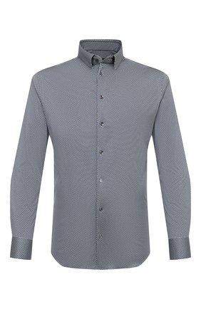 Мужская хлопковая рубашка GIORGIO ARMANI темно-синего цвета по цене 66950 руб., арт. 8WGCCZ97/JZ699 | Фото 1 Мужская хлопковая рубашка GIORGIO ARMANI темно-синего цвета, арт. 8WGCCZ97/JZ699 | Фото 1 (Длина (для топов): Стандартные; Рукава: Длинные; Материал внешний: Хлопок; Случай: Повседневный; Стили: Кэжуэл; Воротник: Кент; Принт: С принтом; Манжеты: На пуговицах; Мужское Кросс-КТ: Рубашка-одежда)