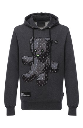 Мужской хлопковое худи PHILIPP PLEIN темно-серого цвета по цене 88740 руб., арт. F20C MJB2068 PJO002N | Фото 1 Мужской хлопковое худи PHILIPP PLEIN темно-серого цвета, арт. F20C MJB2068 PJO002N | Фото 1