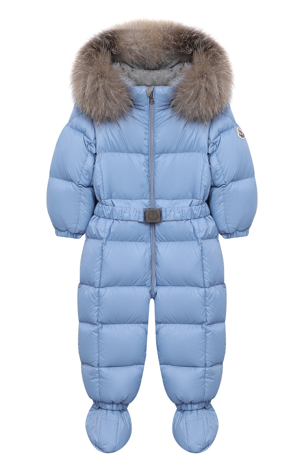 Детского пуховый комбинезон с пинетками MONCLER голубого цвета, арт. F2-951-1G506-02-53079/3M-18M | Фото 1