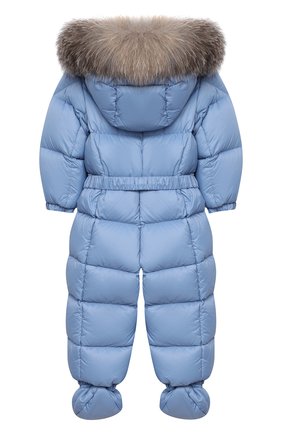 Детского пуховый комбинезон с пинетками MONCLER голубого цвета по цене 48400 руб., арт. F2-951-1G506-02-53079/3M-18M | Фото 2 Детского пуховый комбинезон с пинетками MONCLER голубого цвета, арт. F2-951-1G506-02-53079/3M-18M | Фото 2