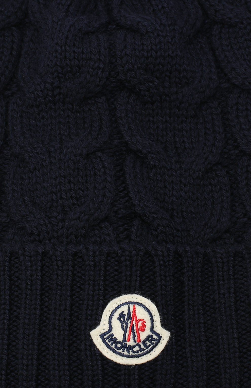 Детского шерстяная шапка MONCLER темно-синего цвета по цене 10400 руб., арт. F2-954-3B715-20-04S02 | Фото 3 Детского шерстяная шапка MONCLER темно-синего цвета, арт. F2-954-3B715-20-04S02 | Фото 3 (Материал: Шерсть)