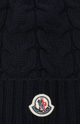 Детского шерстяная шапка MONCLER темно-синего цвета по цене 10400 руб., арт. F2-954-3B715-20-04S02 | Фото 3 Детского шерстяная шапка MONCLER темно-синего цвета, арт. F2-954-3B715-20-04S02 | Фото 3 (Материал: Шерсть)